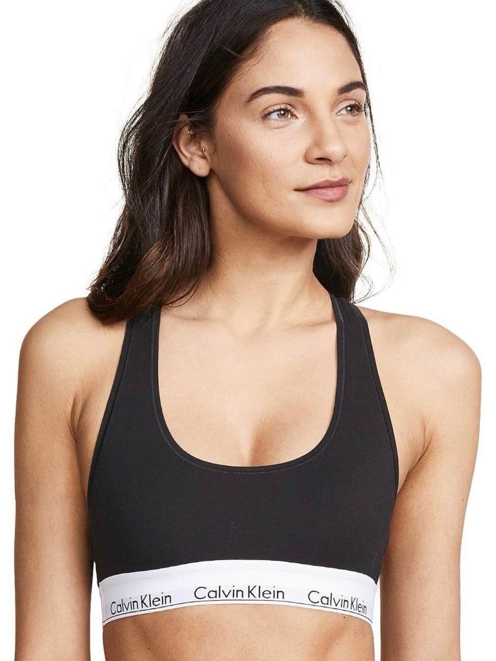 Calvin Klein Black Sports Bra with White Branded Band